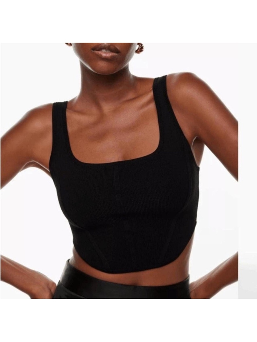 Aritzia Black Square-Neck Crop Top